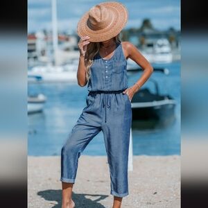 Cupshe Blue Sleeveless Jumpsuit